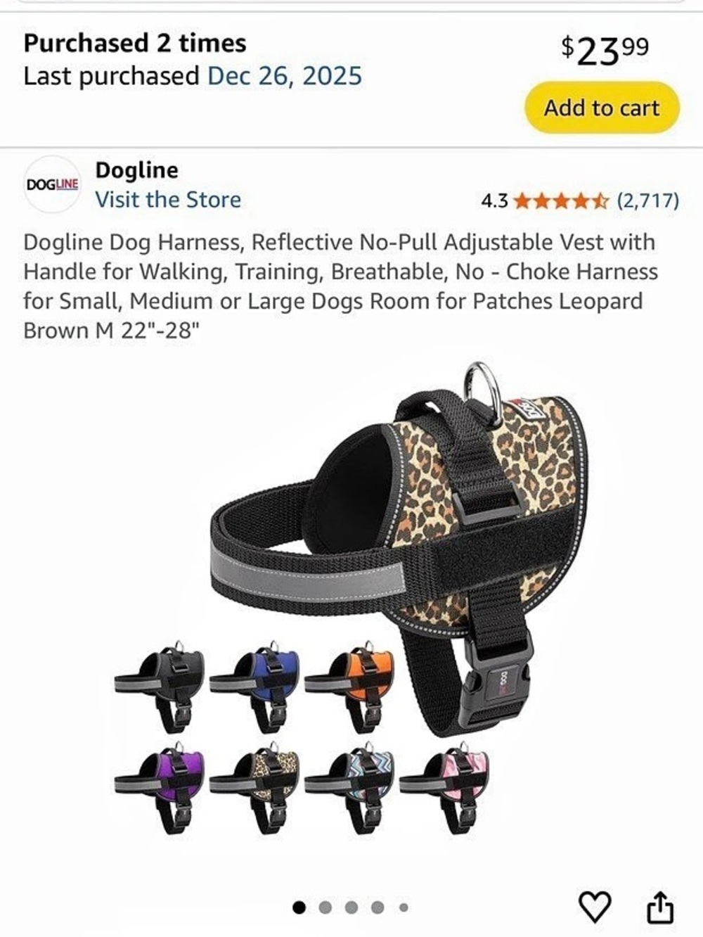 Dogline Unimax Multi-Purpose Dog Vest Harness Leopard Print